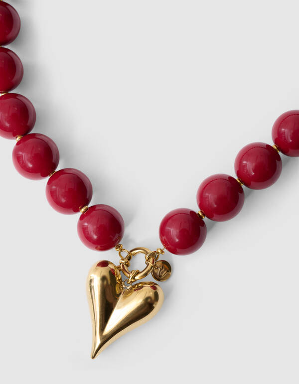 Perlen Charm Halskette Dunkelrot SHOEBY ACCESSOIRES