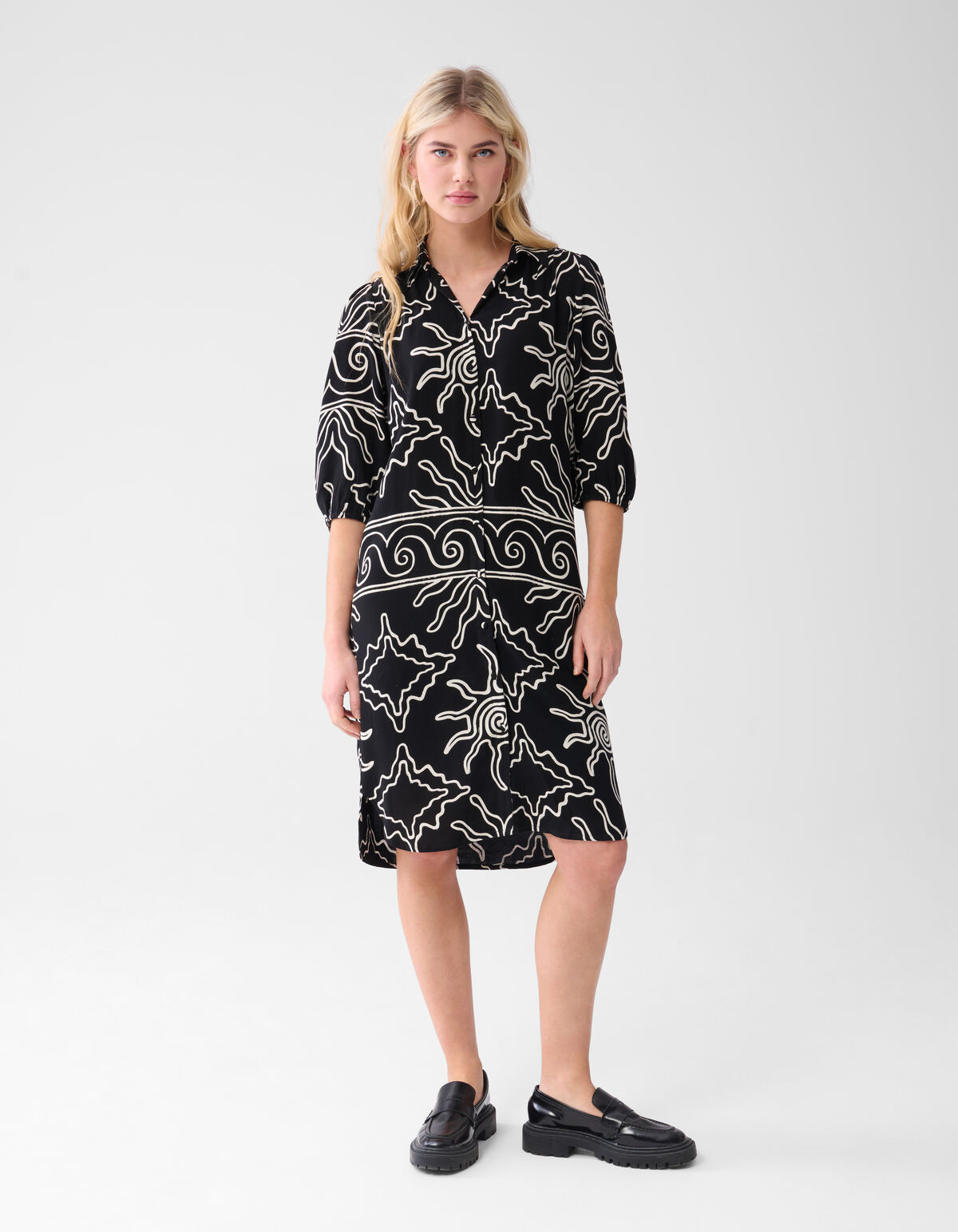 Bedrucktes Midikleid Schwarz SHOEBY WOMEN