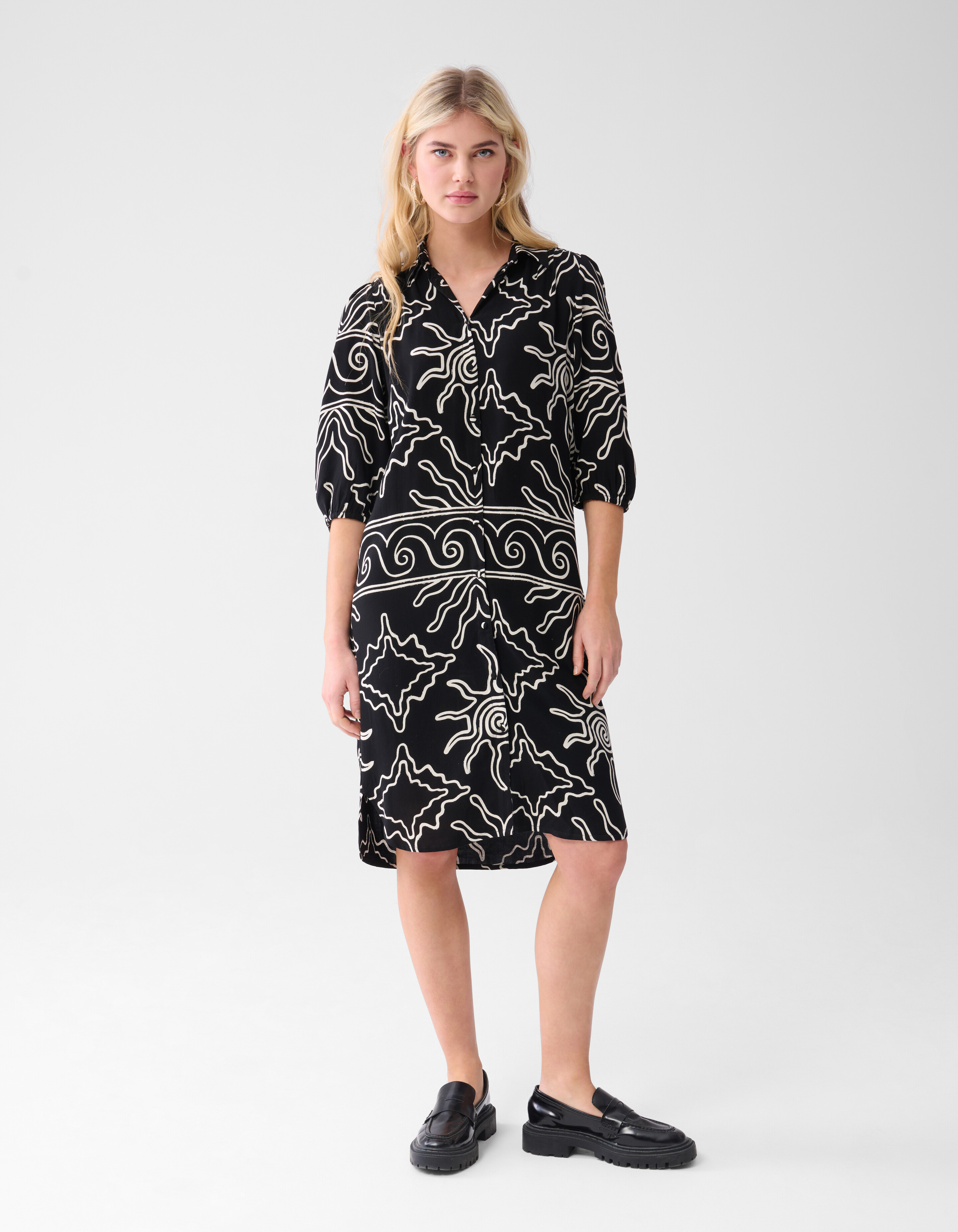 Bedrucktes Midikleid Schwarz SHOEBY WOMEN