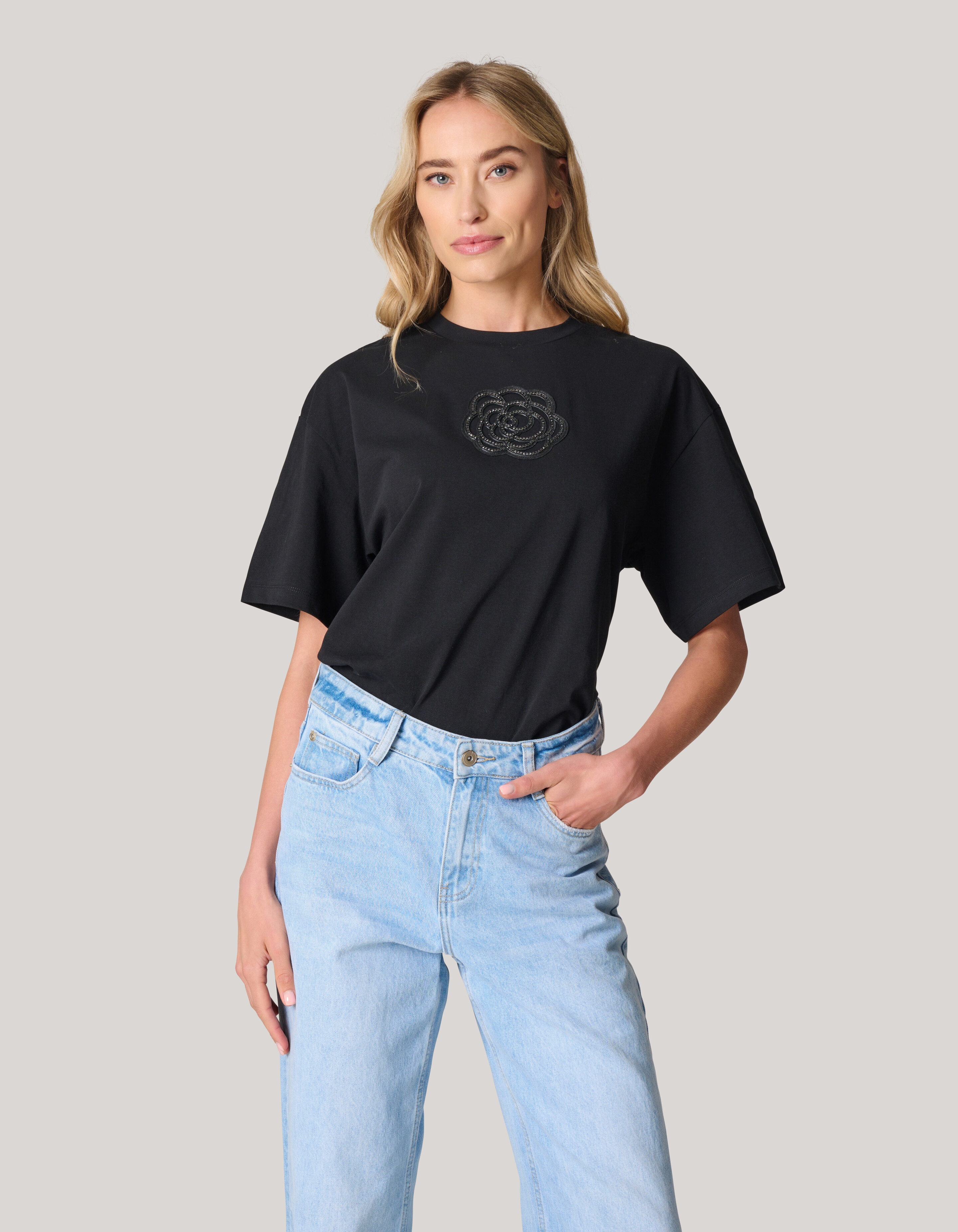 Artwork Strass-T-Shirt Schwarz SHOEBY WOMEN