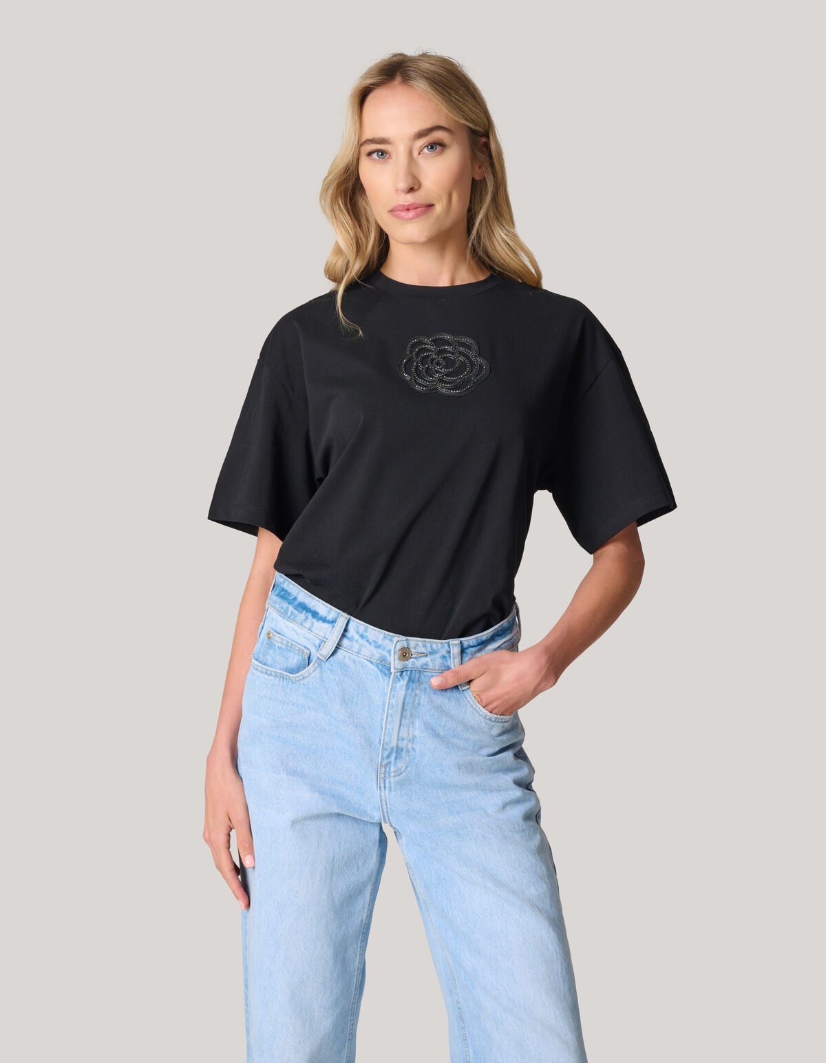 Artwork Strass-T-Shirt Schwarz SHOEBY WOMEN