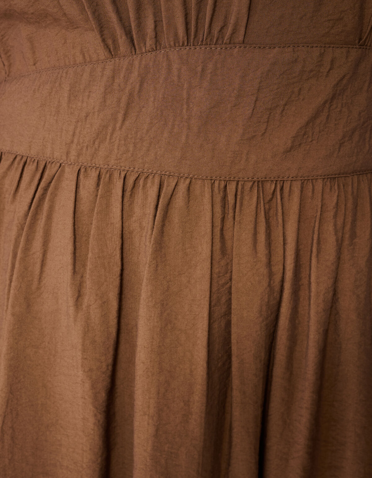 R&uuml;schen V-Ausschnitt Maxi Kleid Dunkelbraun SHOEBY WOMEN