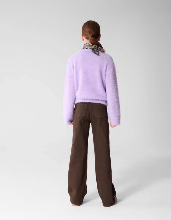 Flauschige Varsity Strickpullover Helllila SHOEBY GIRLS