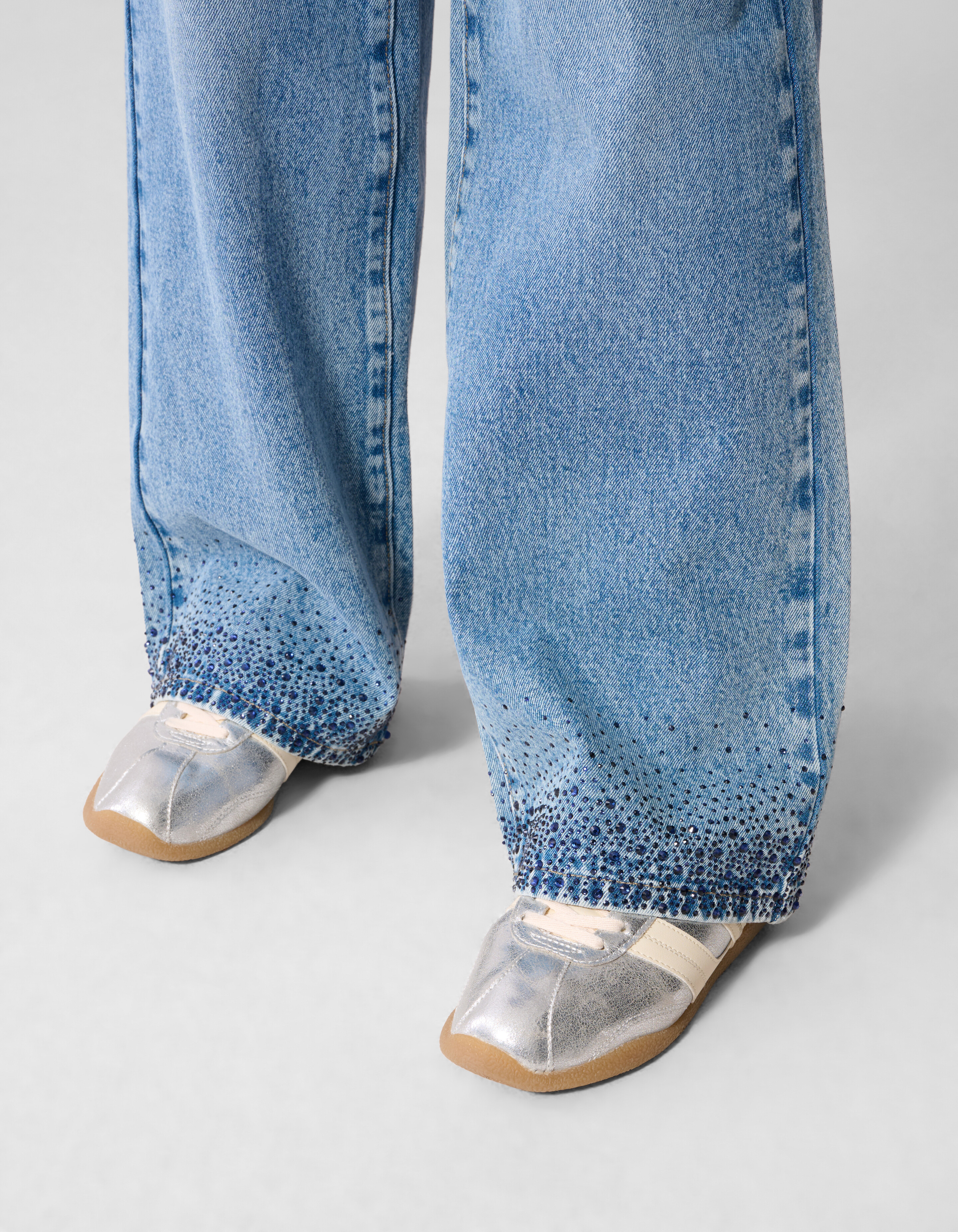 Strass Ultra Wide Leg Fit Jeans Blau SHOEBY GIRLS