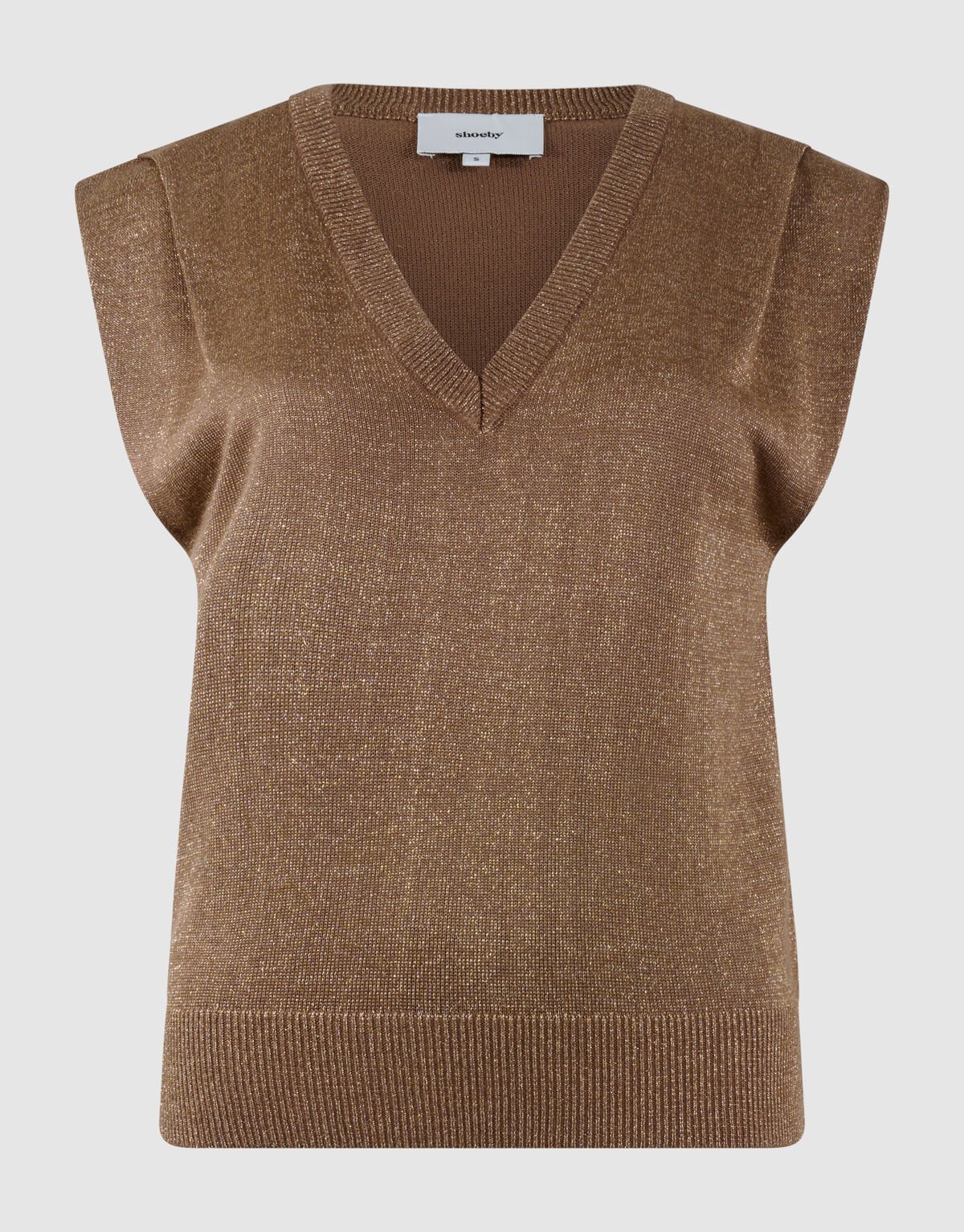 Glitzer-V-Ausschnitt-Top Braun SHOEBY WOMEN