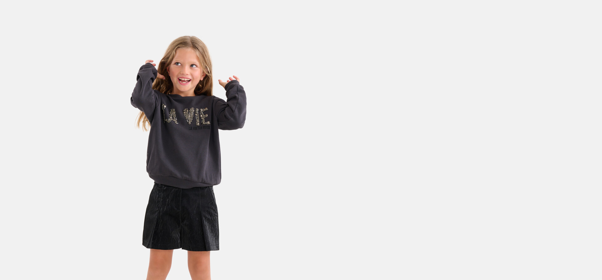 Nieten-Pullover Dunkelgrau SHOEBY GIRLS
