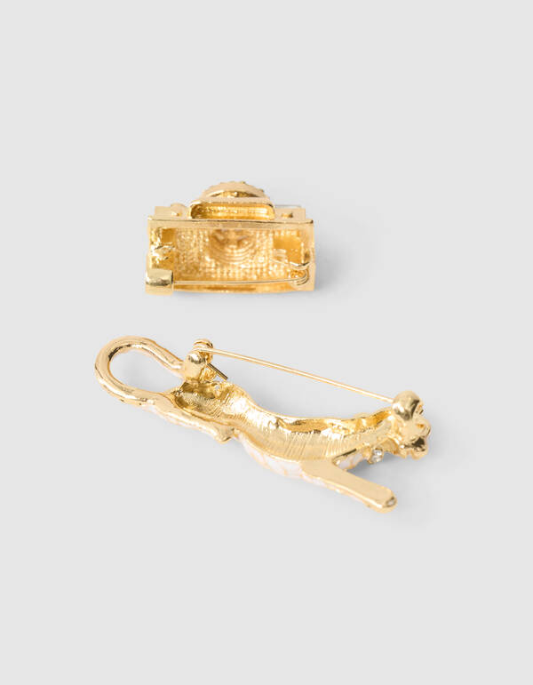 Leoparden-Broschen-Set Gold SHOEBY ACCESSOIRES