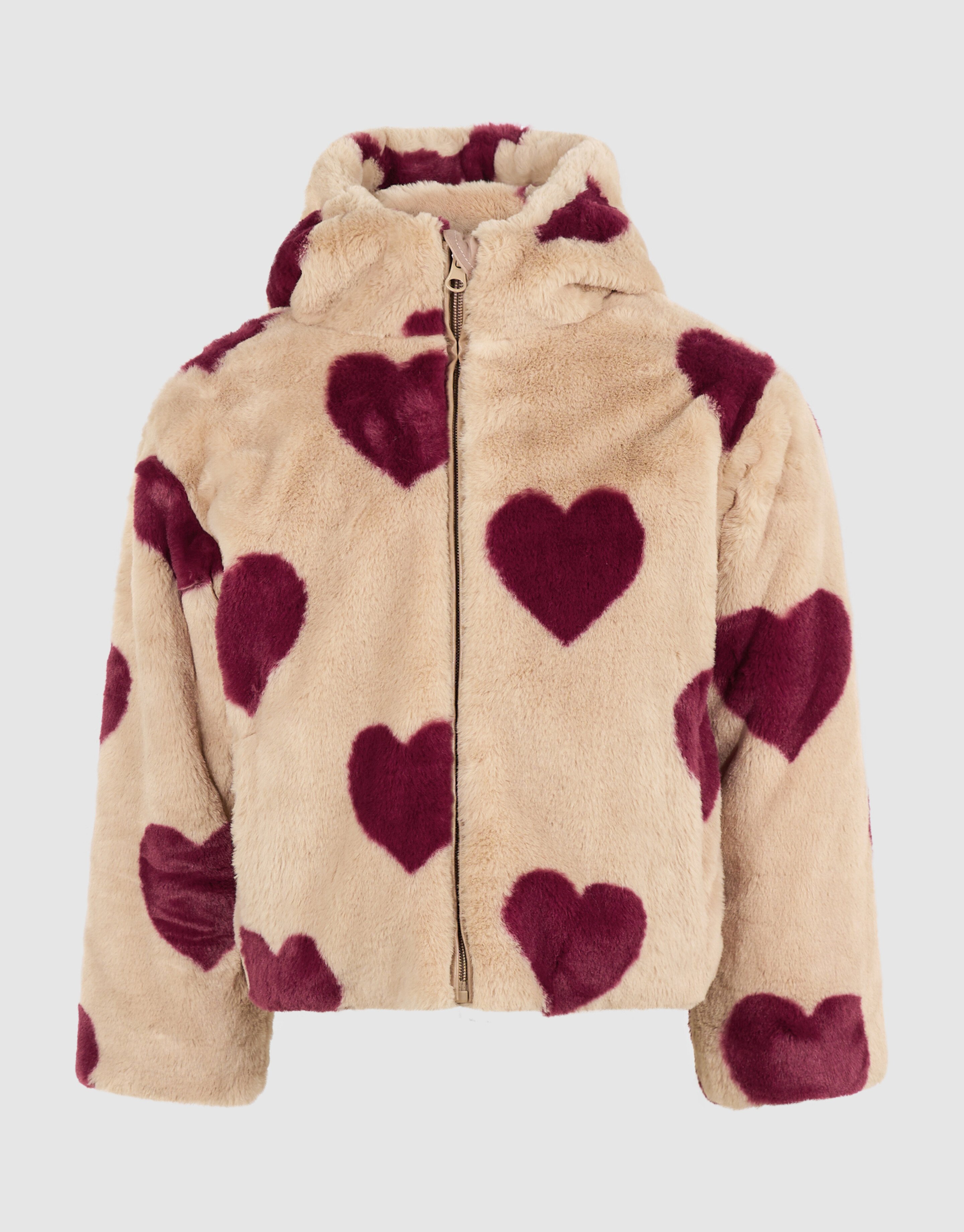 braune Winterjacke mit Herzmuster SHOEBY GIRLS