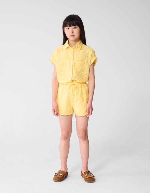 Nadelstreifen Strass Shorts Hellgelb SHOEBY GIRLS