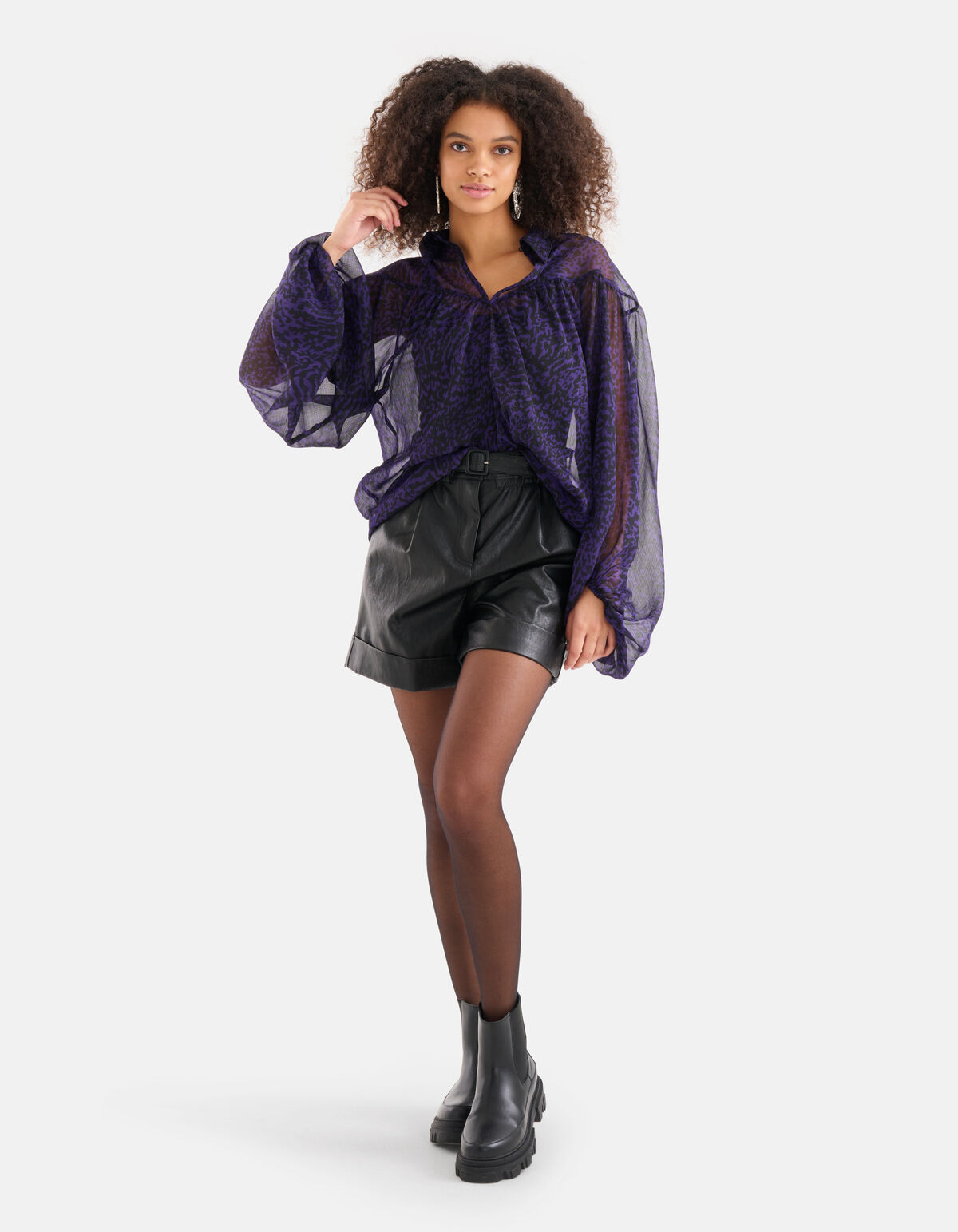 Chiffonbluse Dunkelviolett SHOEBY WOMEN