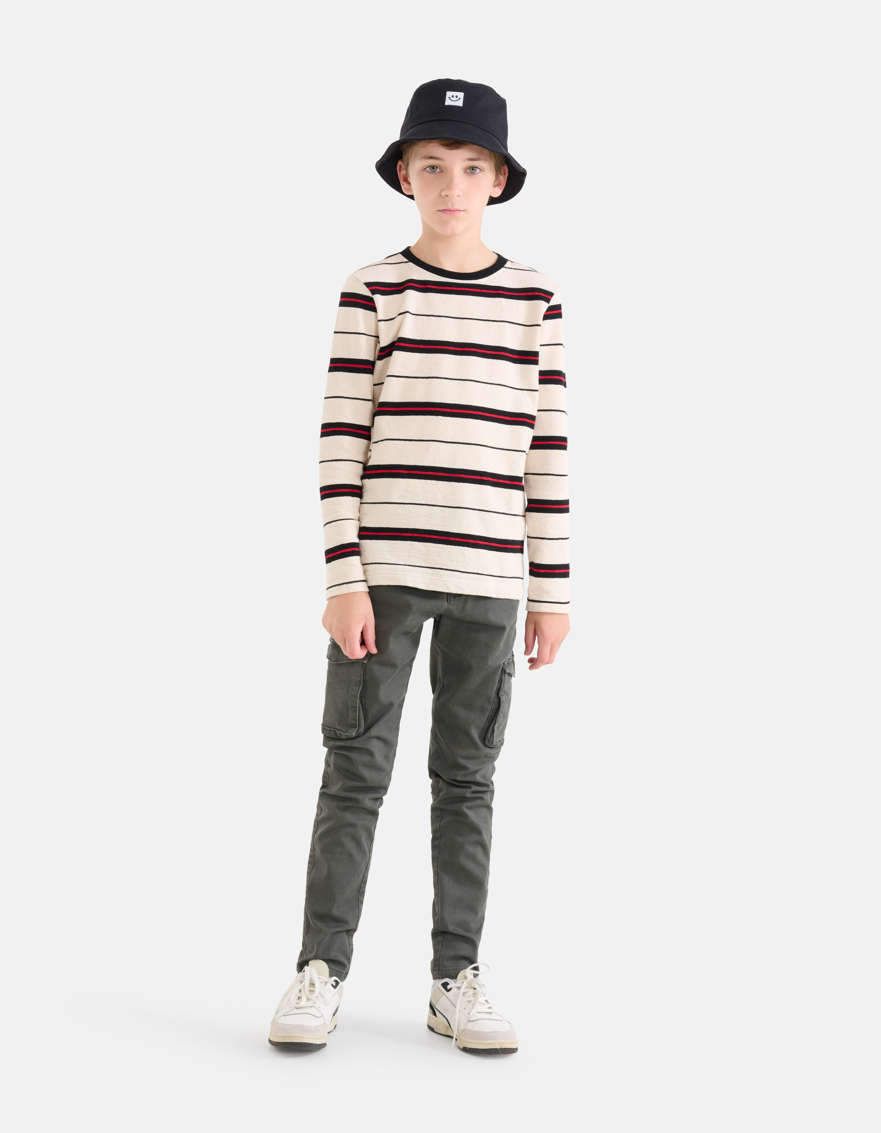 Gestreept T-shirt Gebroken Wit SHOEBY BOYS