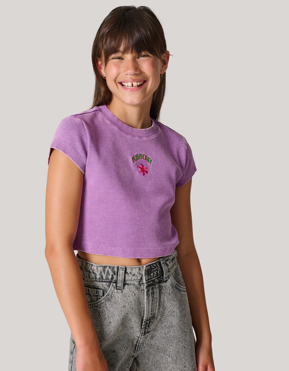 Embroidery Crop Top Lichtpaars SHOEBY GIRLS