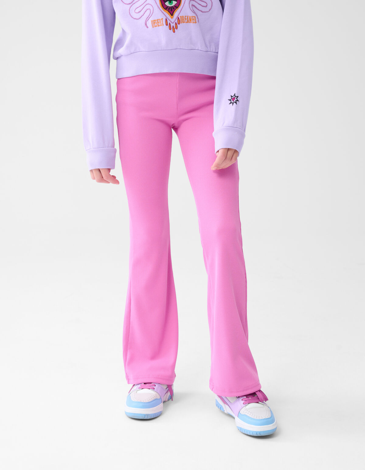 Ausgestellte Rippen-Leggings Rosa SHOEBY GIRLS