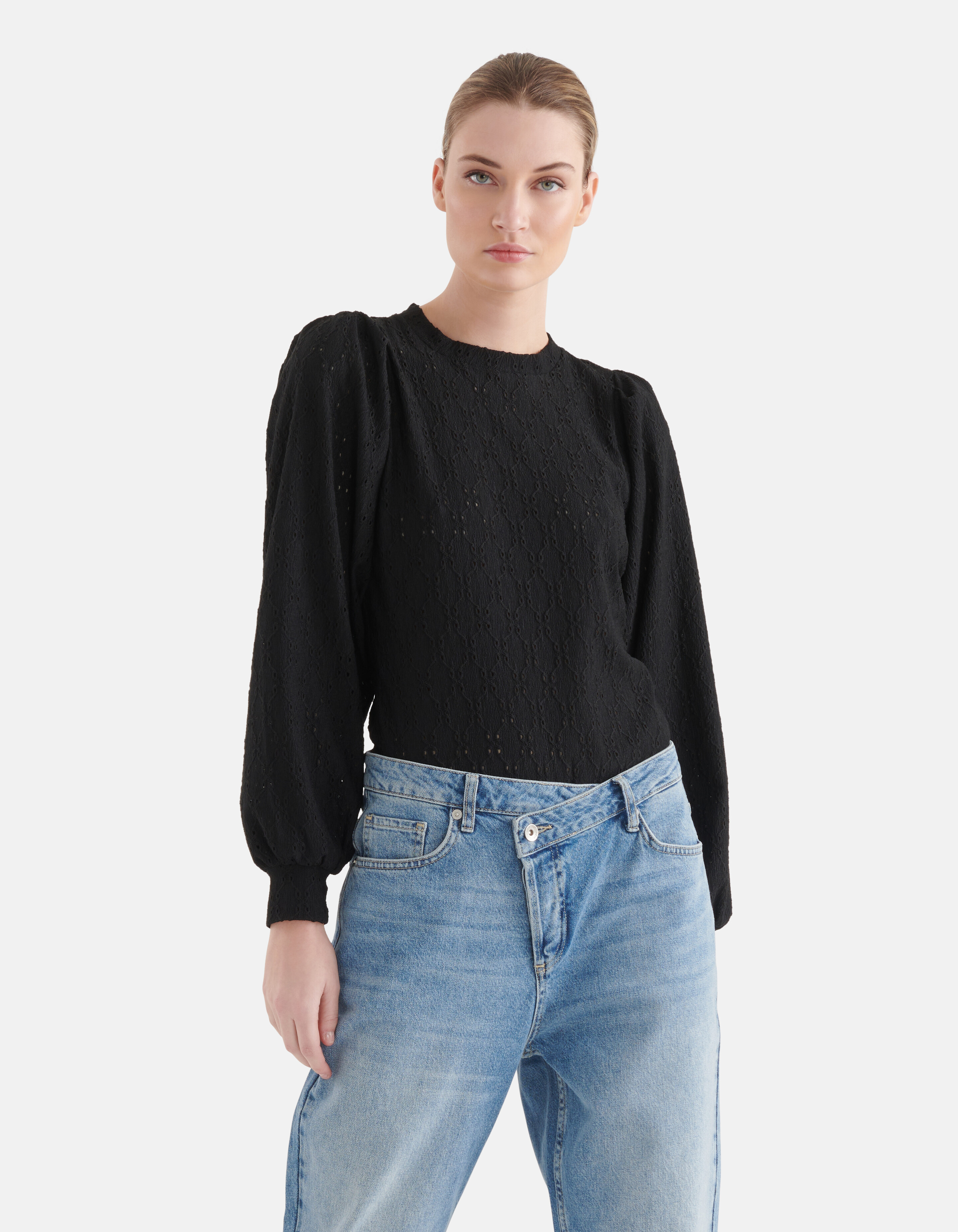 Bluse mit Stickerei Schwarz SHOEBY WOMEN