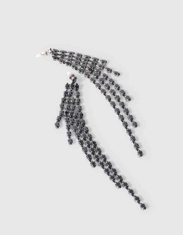Wasserfall Strass Ohrringe Schwarz SHOEBY ACCESSOIRES