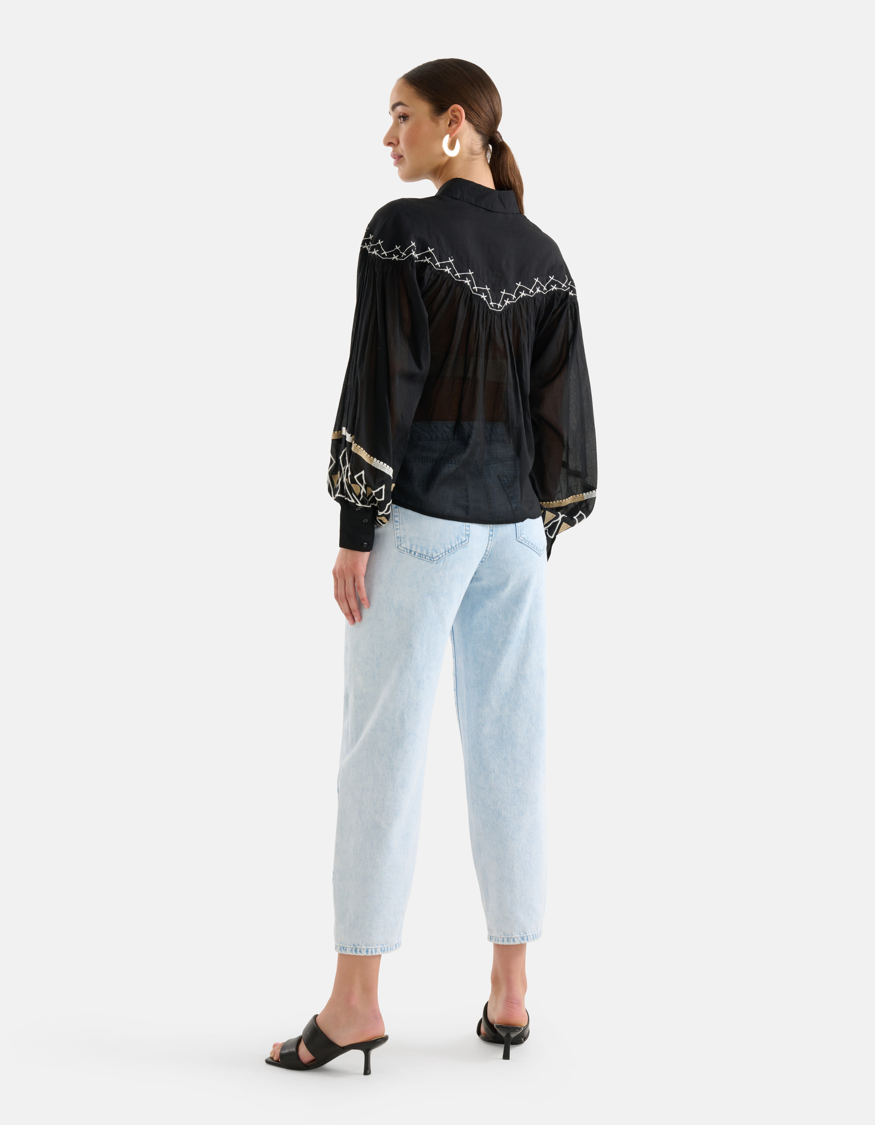 Bluse mit Stickerei Schwarz SHOEBY WOMEN