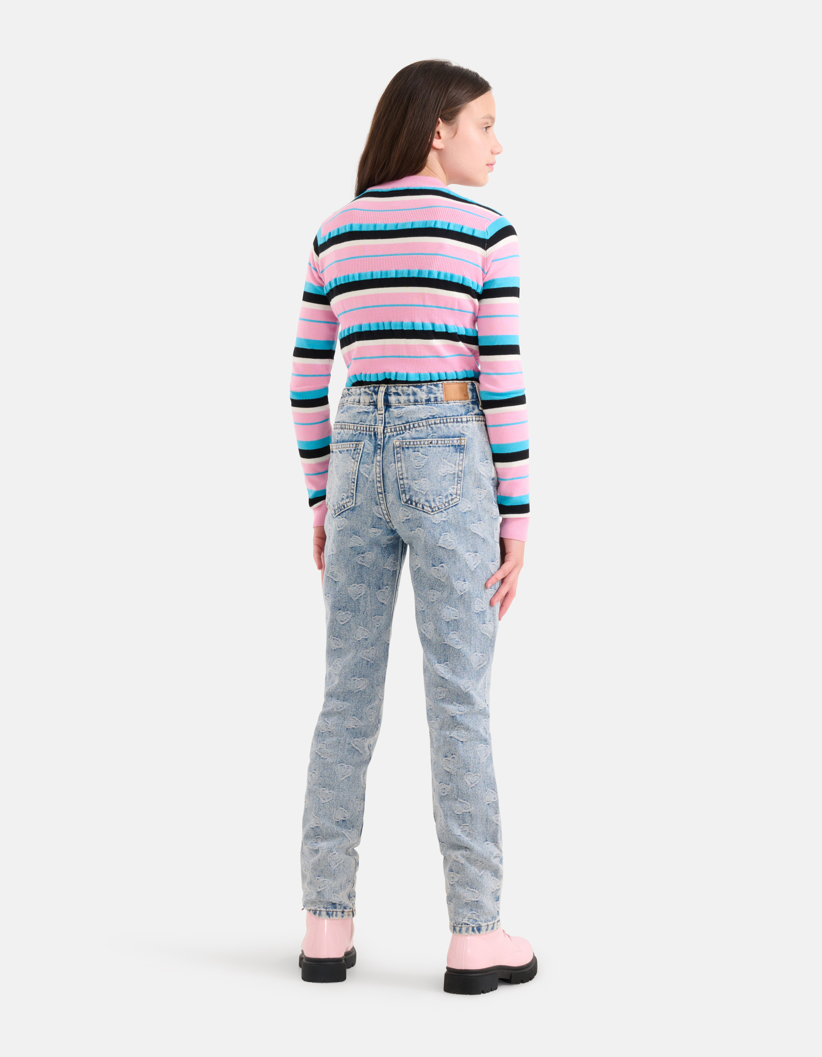 Gestreifter Rüschenpulli Rosa SHOEBY GIRLS