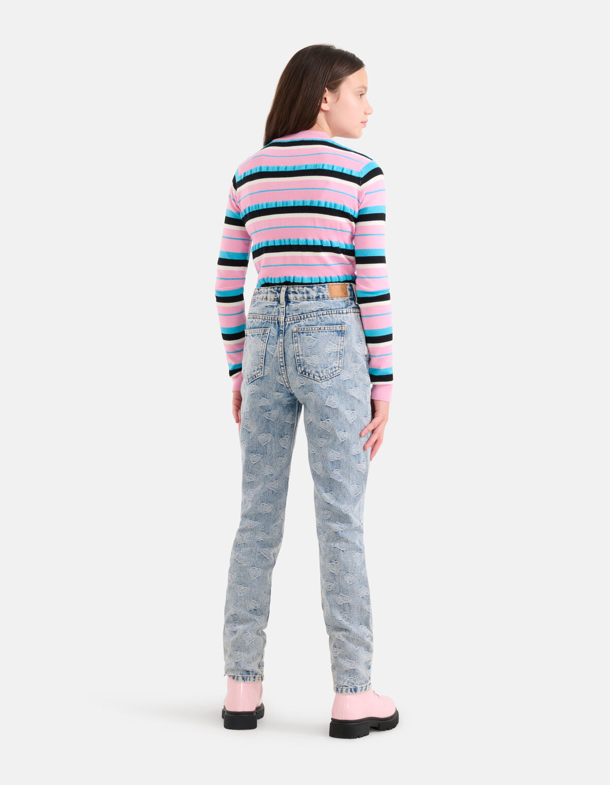 Gestreifter Rüschenpulli Rosa SHOEBY GIRLS