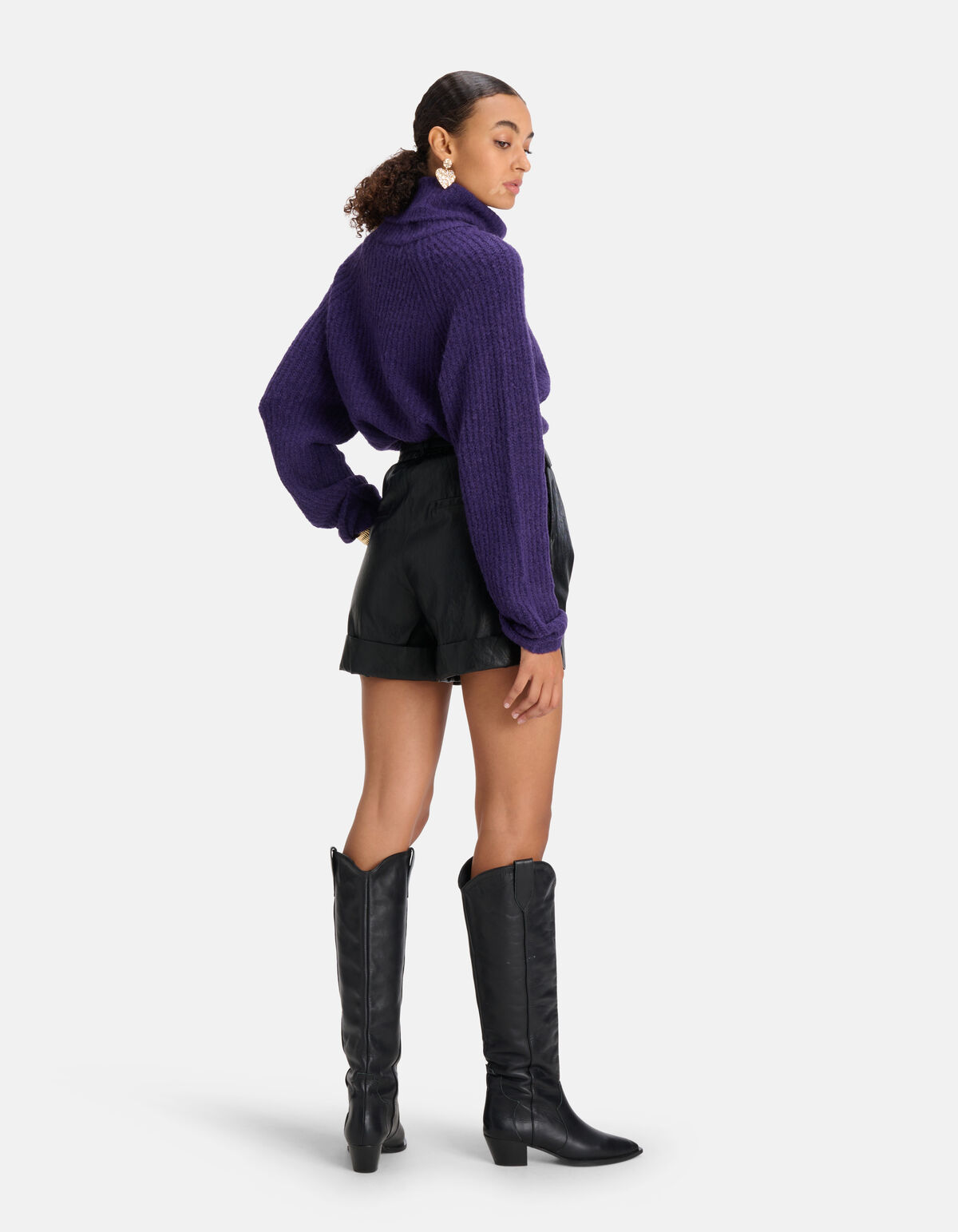 Grob gestrickter Rollkragenpullover Lila SHOEBY WOMEN