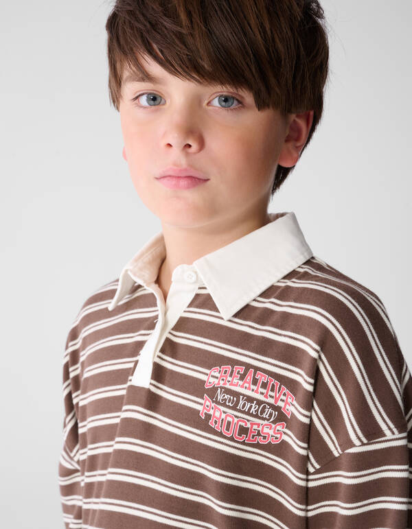 Gestreifter Polo-Pullover Braun SHOEBY BOYS