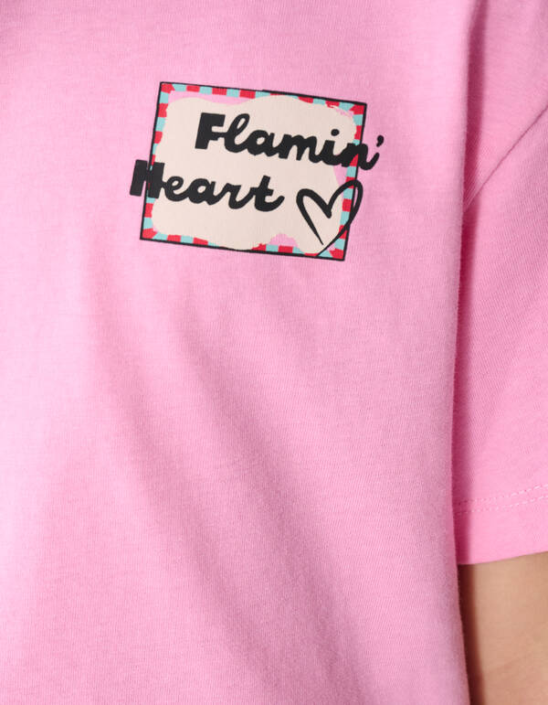 Flamin Heart Artwork T-Shirt Rosa SHOEBY GIRLS