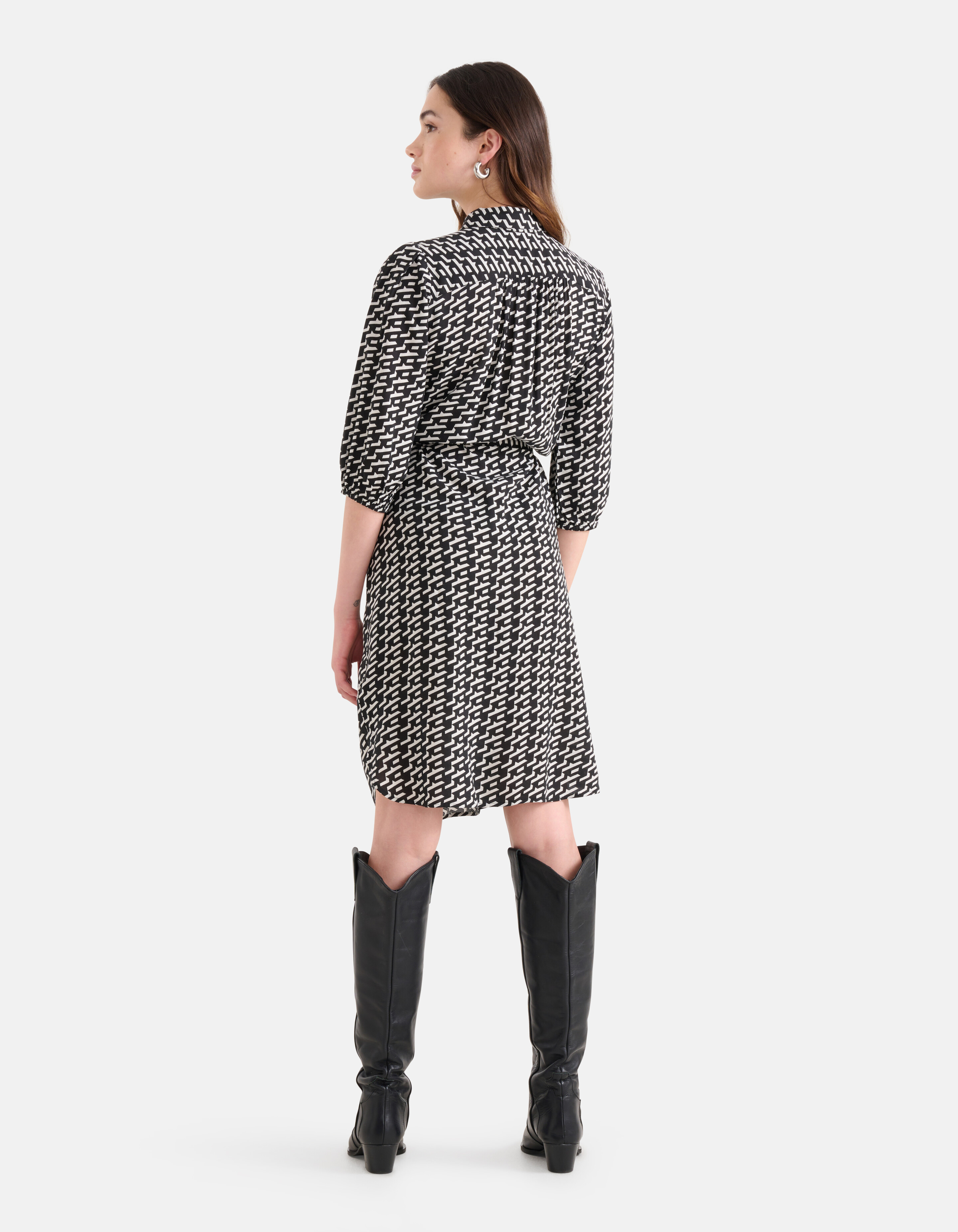 Grafisches Midikleid Schwarz SHOEBY WOMEN