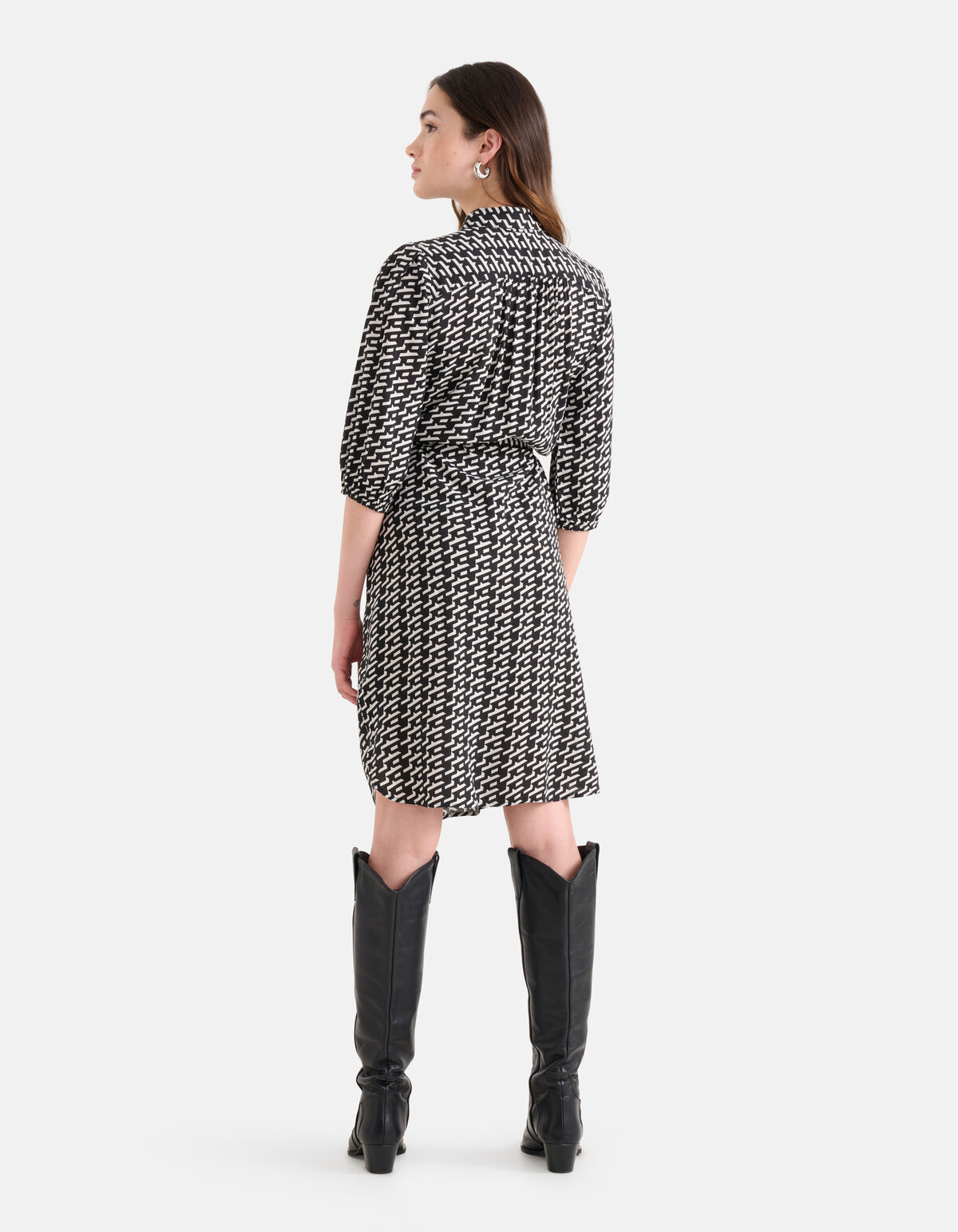 Grafisches Midikleid Schwarz SHOEBY WOMEN