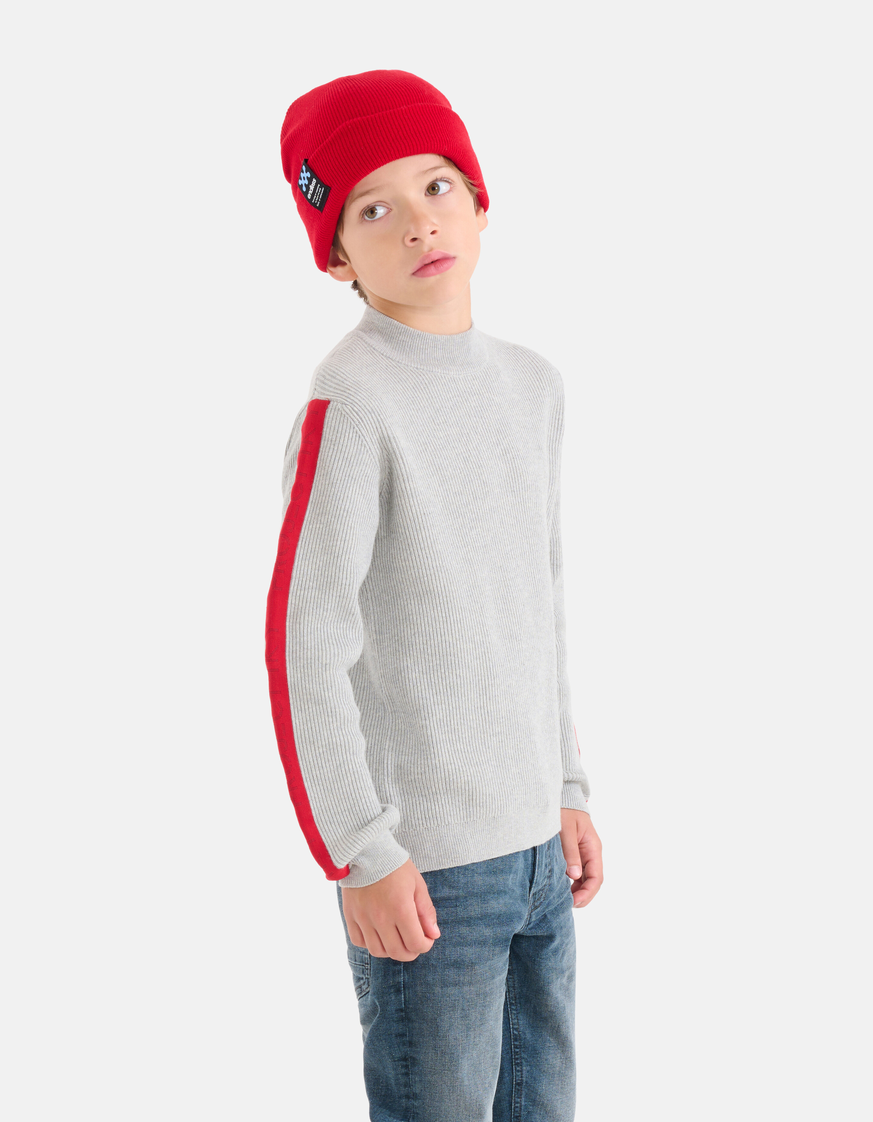 Gestrickter Band-Pullover Hellgrau SHOEBY BOYS