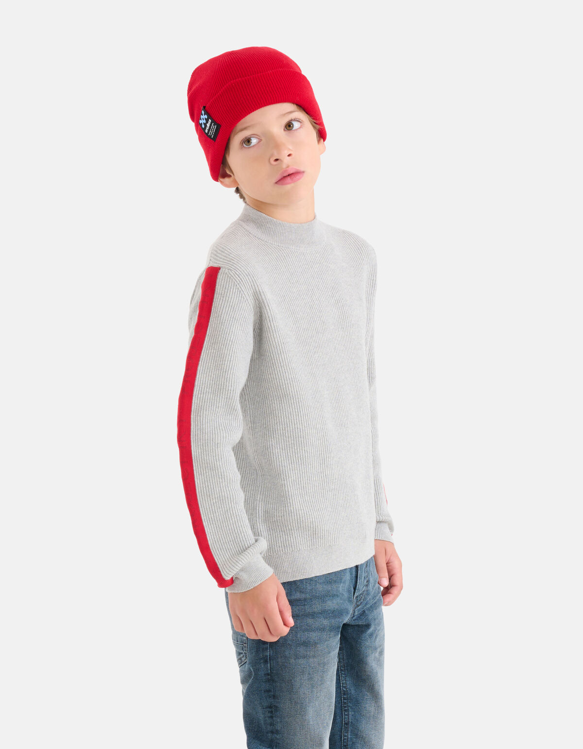 Gestrickter Band-Pullover Hellgrau SHOEBY BOYS