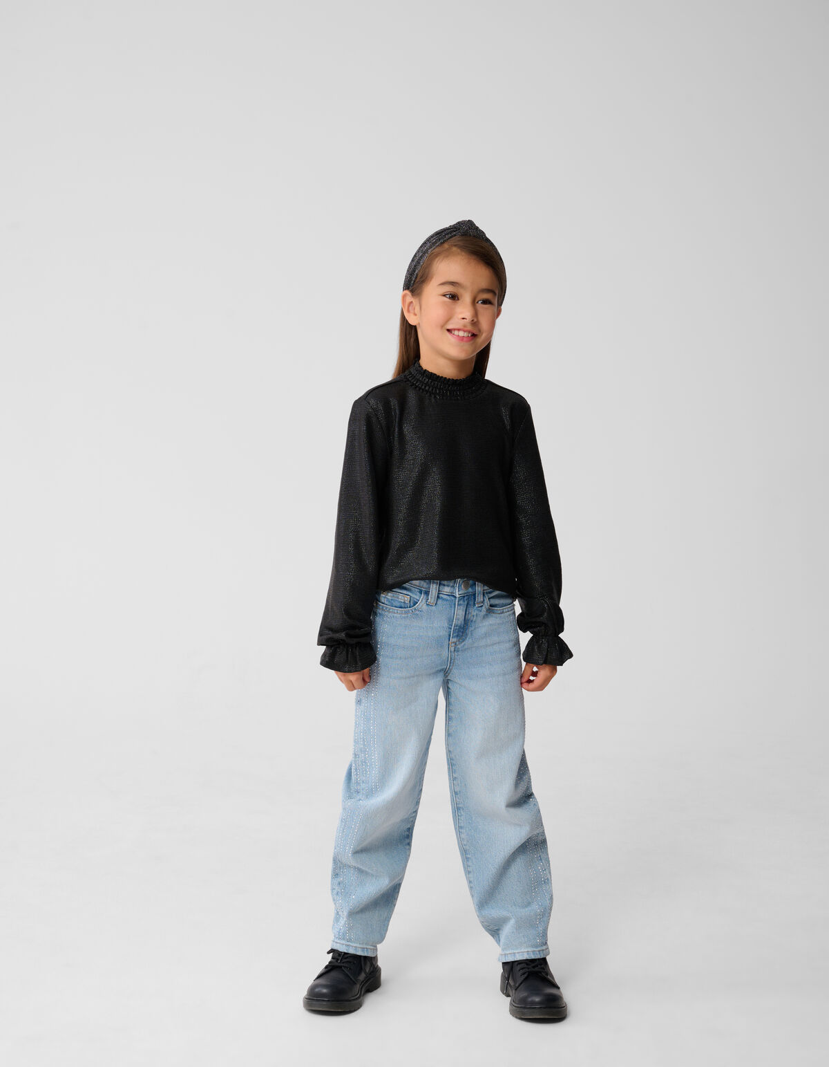 Metallisches Langarmoberteil Schwarz SHOEBY GIRLS