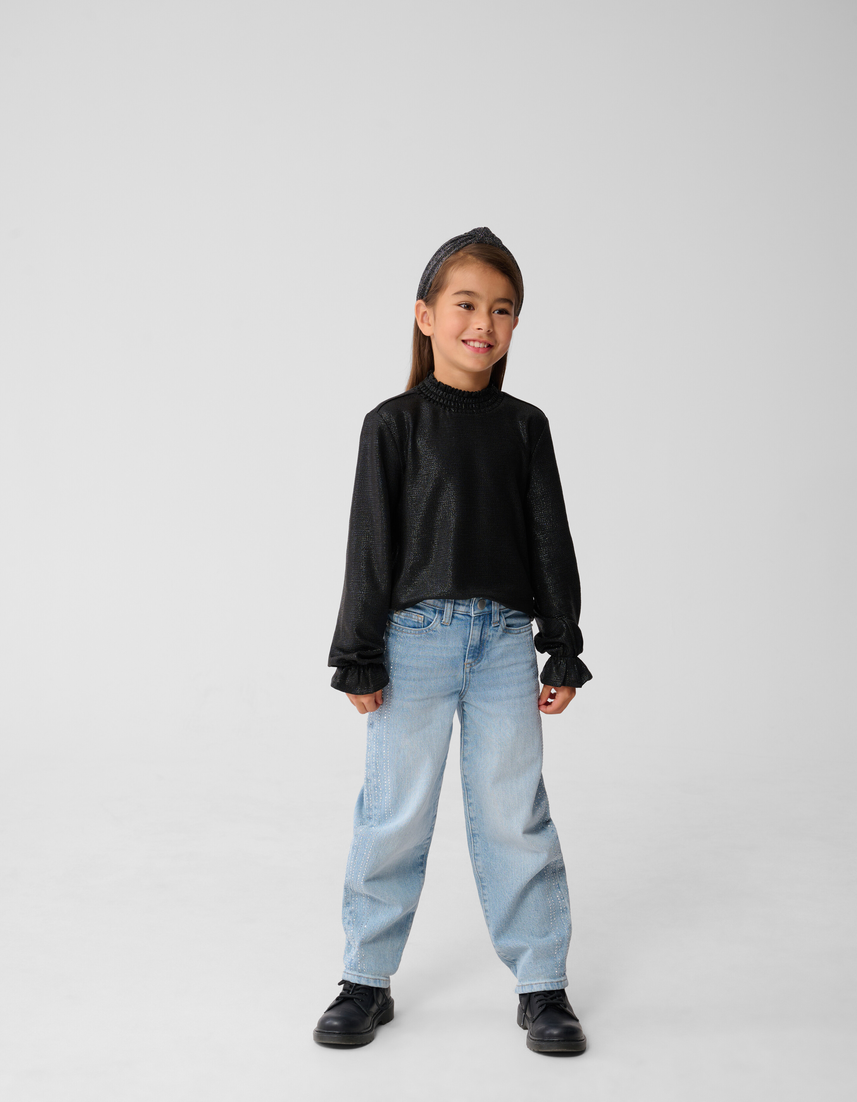 Metallisches Langarmoberteil Schwarz SHOEBY GIRLS