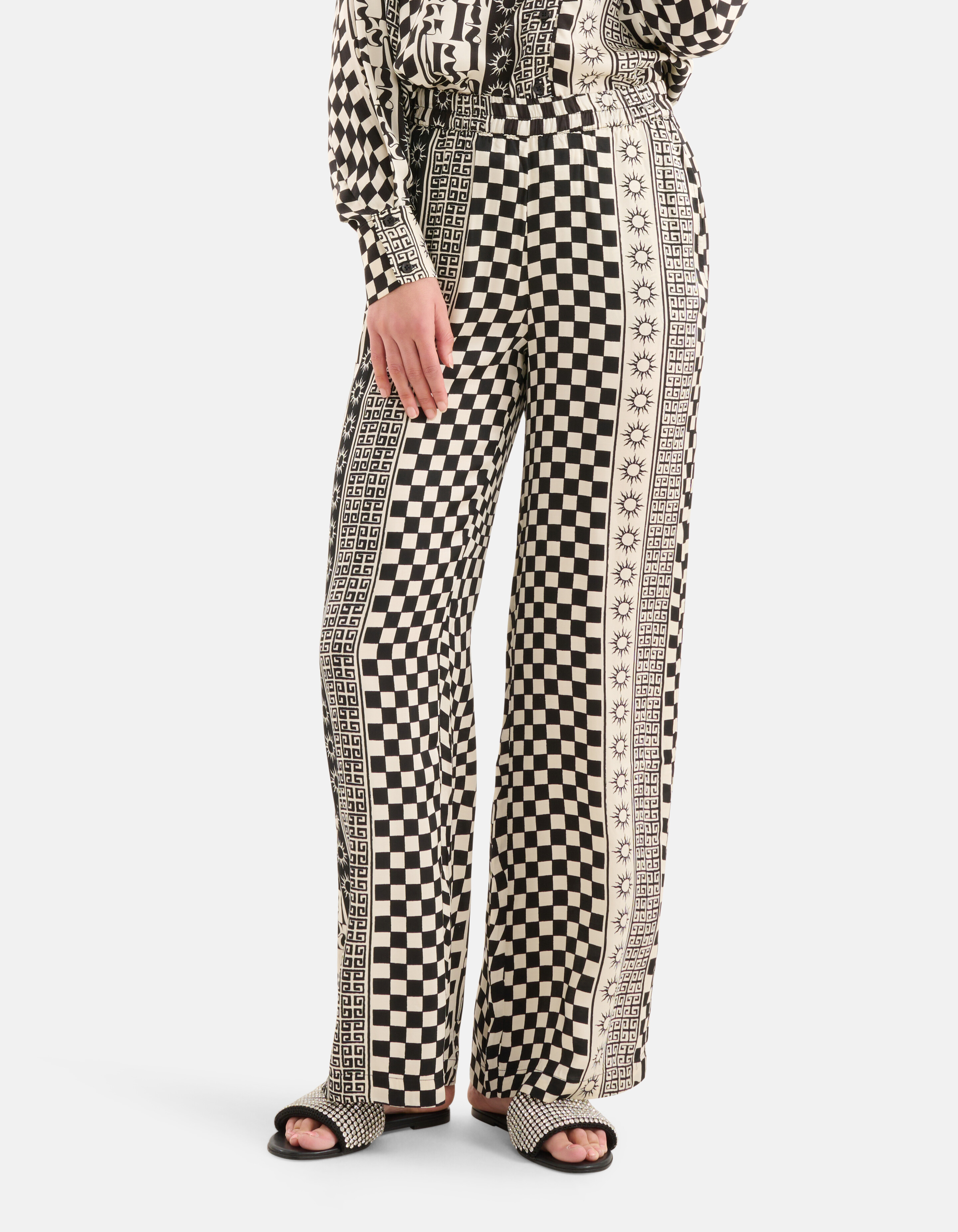 Bedruckte Hose schwarz/off-white SHOEBY WOMEN