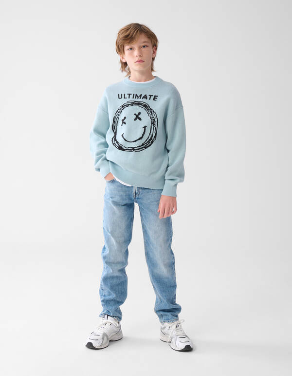 Smiley Strickpullover Hellgrün SHOEBY BOYS