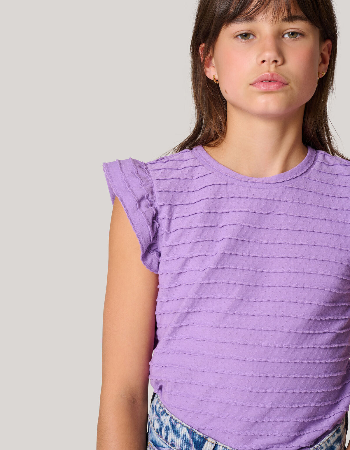 Ruffle Rib Top Lila SHOEBY GIRLS