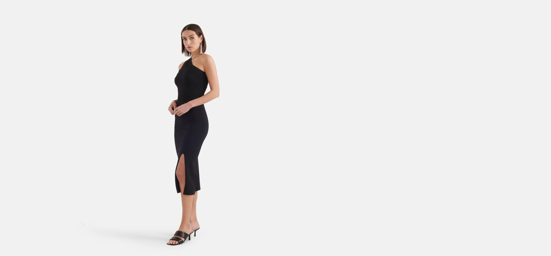 Asymmetrisches ausgeschnittenes Kleid Schwarz SHOEBY WOMEN