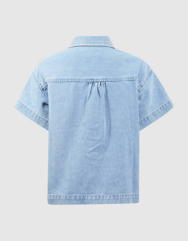 H&auml;kel-Jeansbluse Hellblau SHOEBY GIRLS