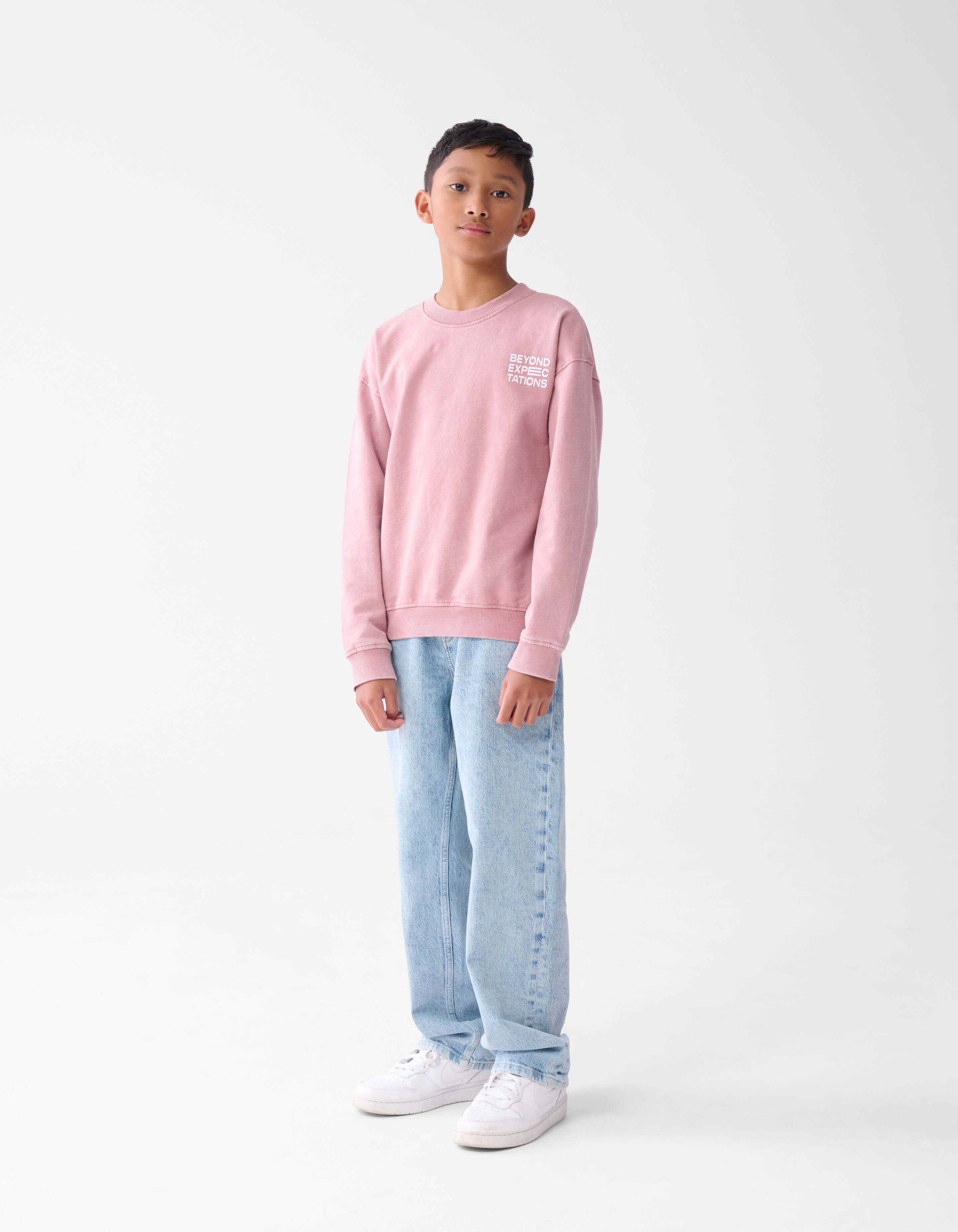 Acid Wash Pullover Donkerroze SHOEBY BOYS