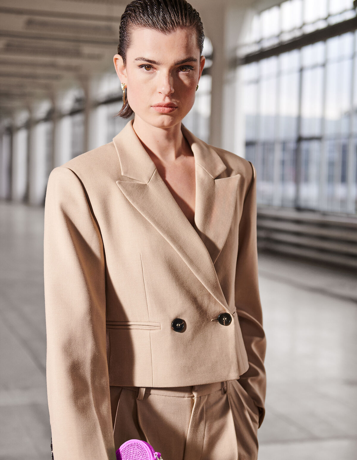 Cropped Blazer Beige SHOEBY WOMEN