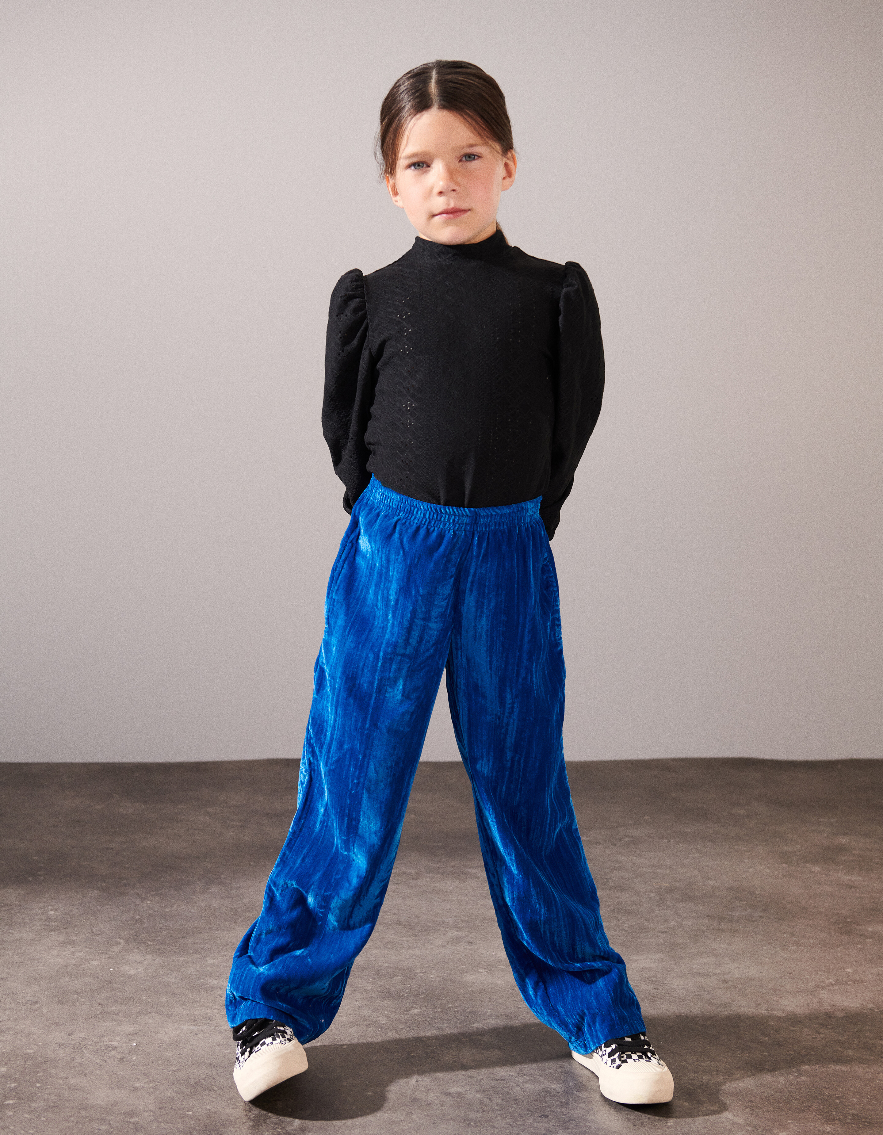 Weite Hose aus Samt Blau SHOEBY GIRLS