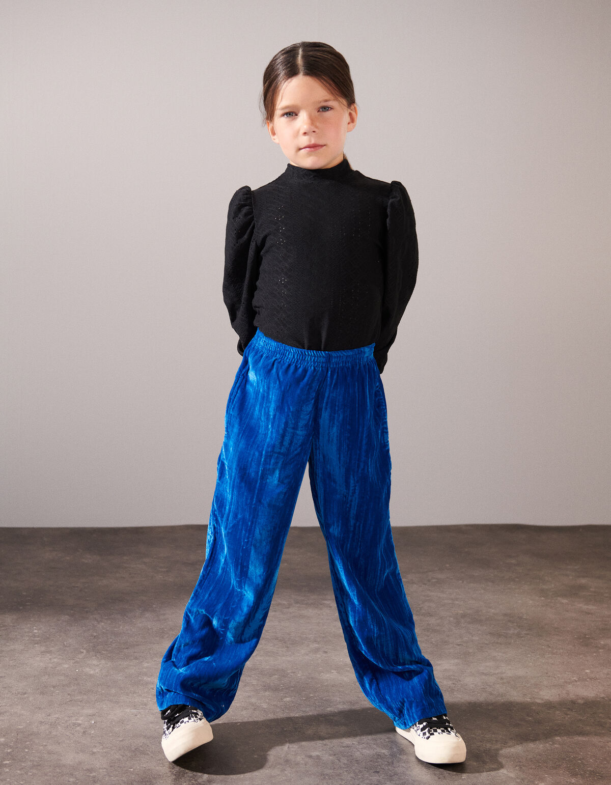 Weite Hose aus Samt Blau SHOEBY GIRLS