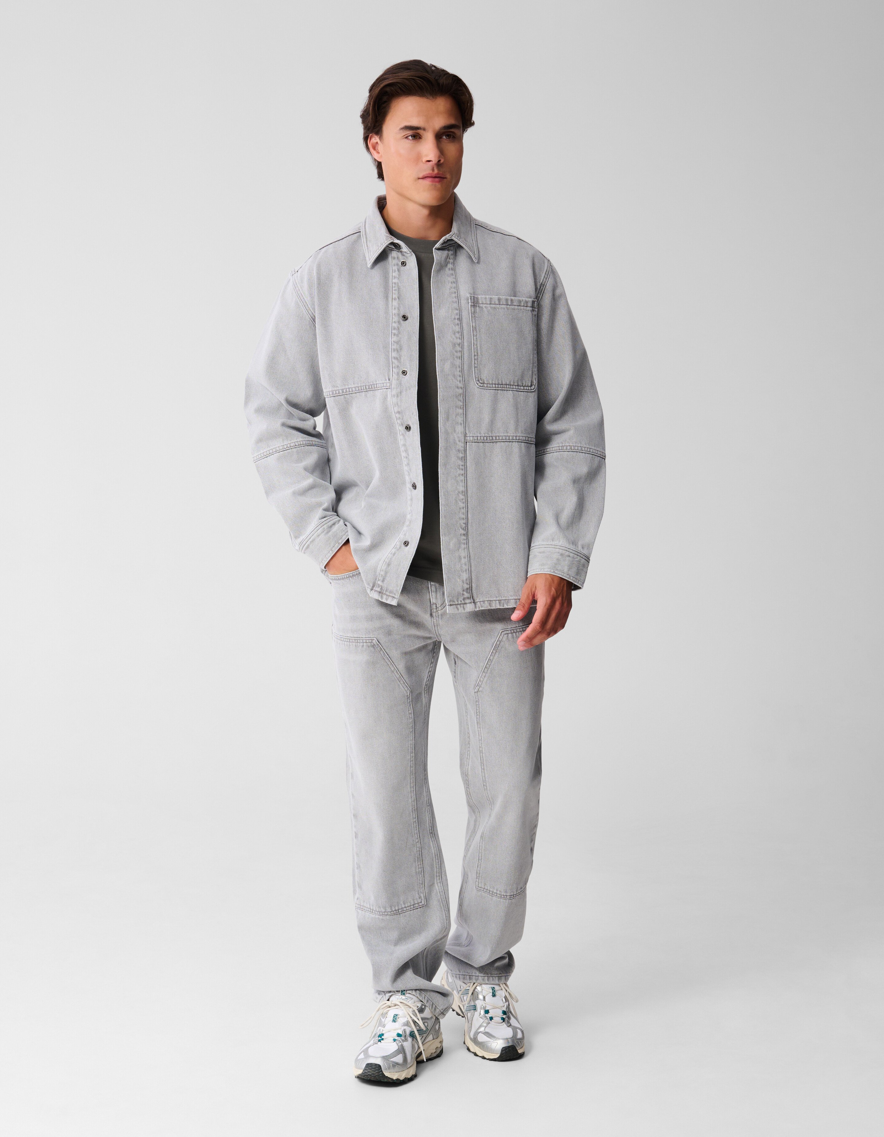 Patched Denim Überhemd Grau SHOEBY MEN