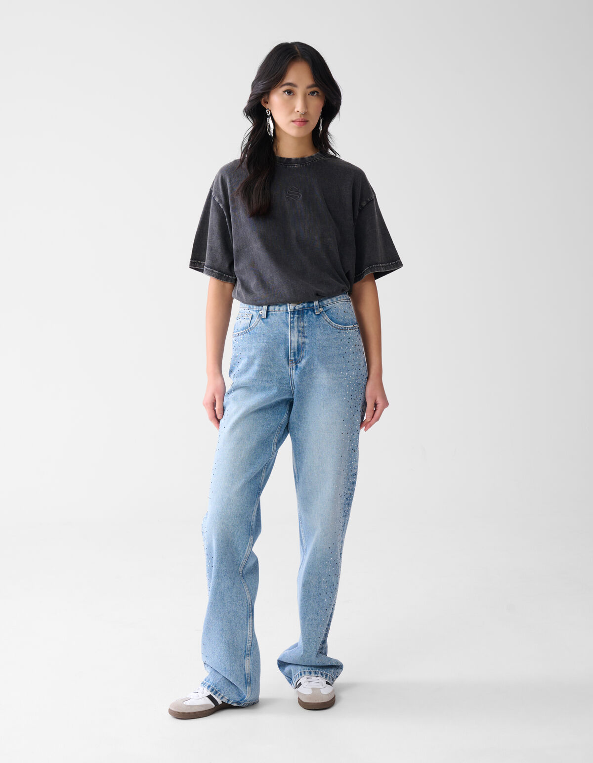 Gewaschenes Logo-T-Shirt Dunkelgrau SHOEBY WOMEN