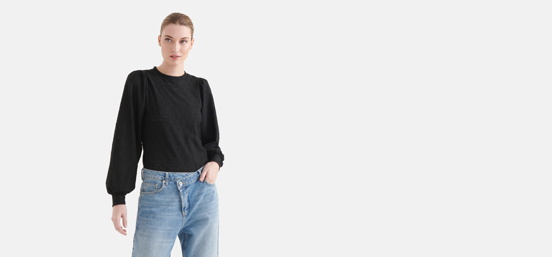Stickerei Bluse Schwarz SHOEBY WOMEN