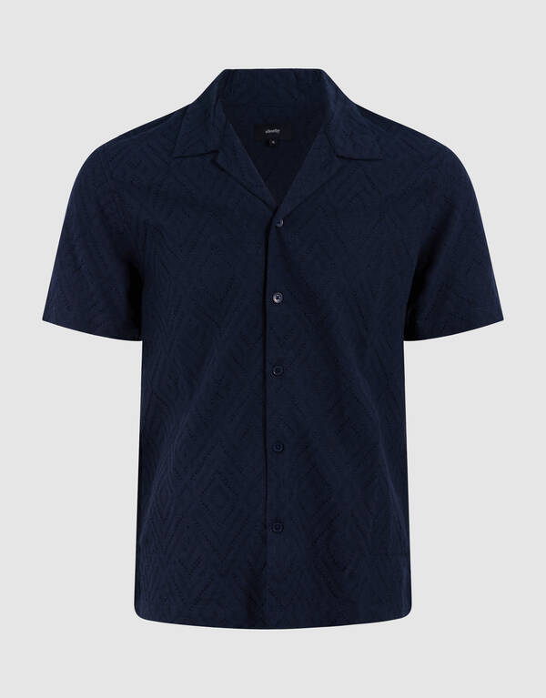 Gewelltes Jacquard-Hemd Dunkelblau SHOEBY MEN