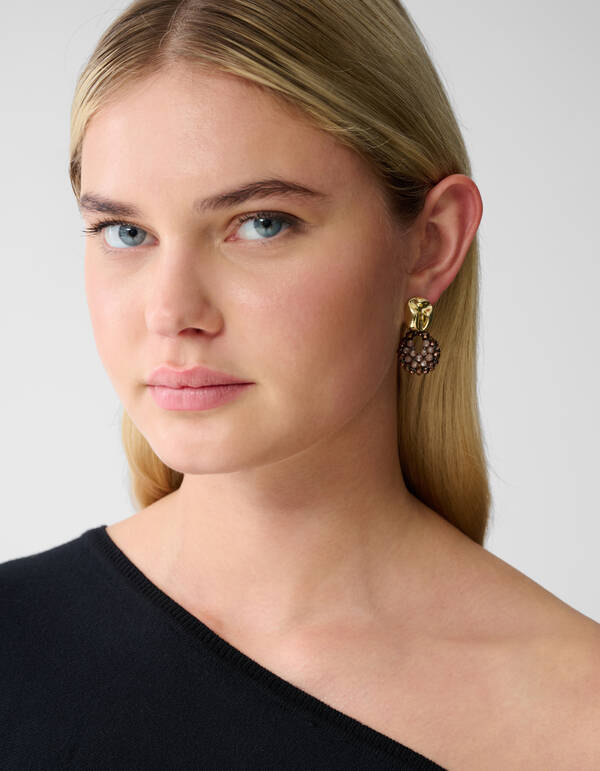 Runde Perlenohrringe Braun SHOEBY ACCESSOIRES