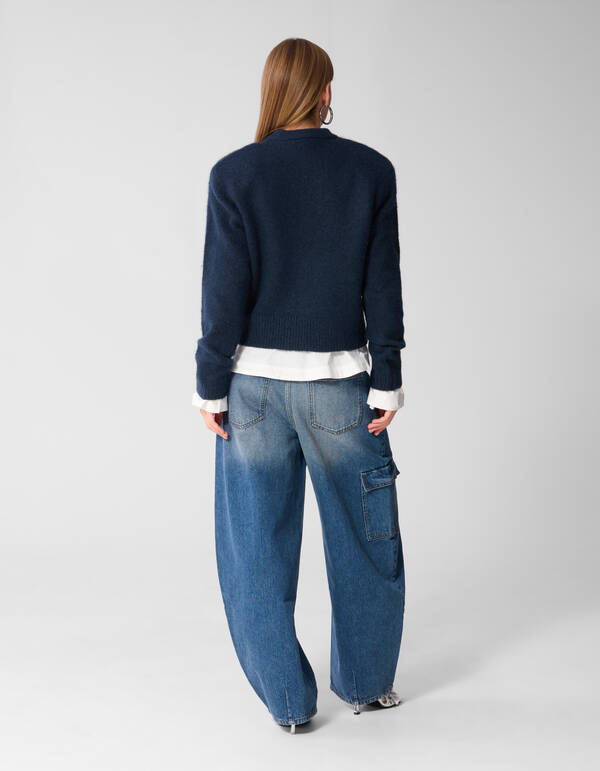 Shoulder Crew Strickpullover Dunkelblau SHOEBY WOMEN
