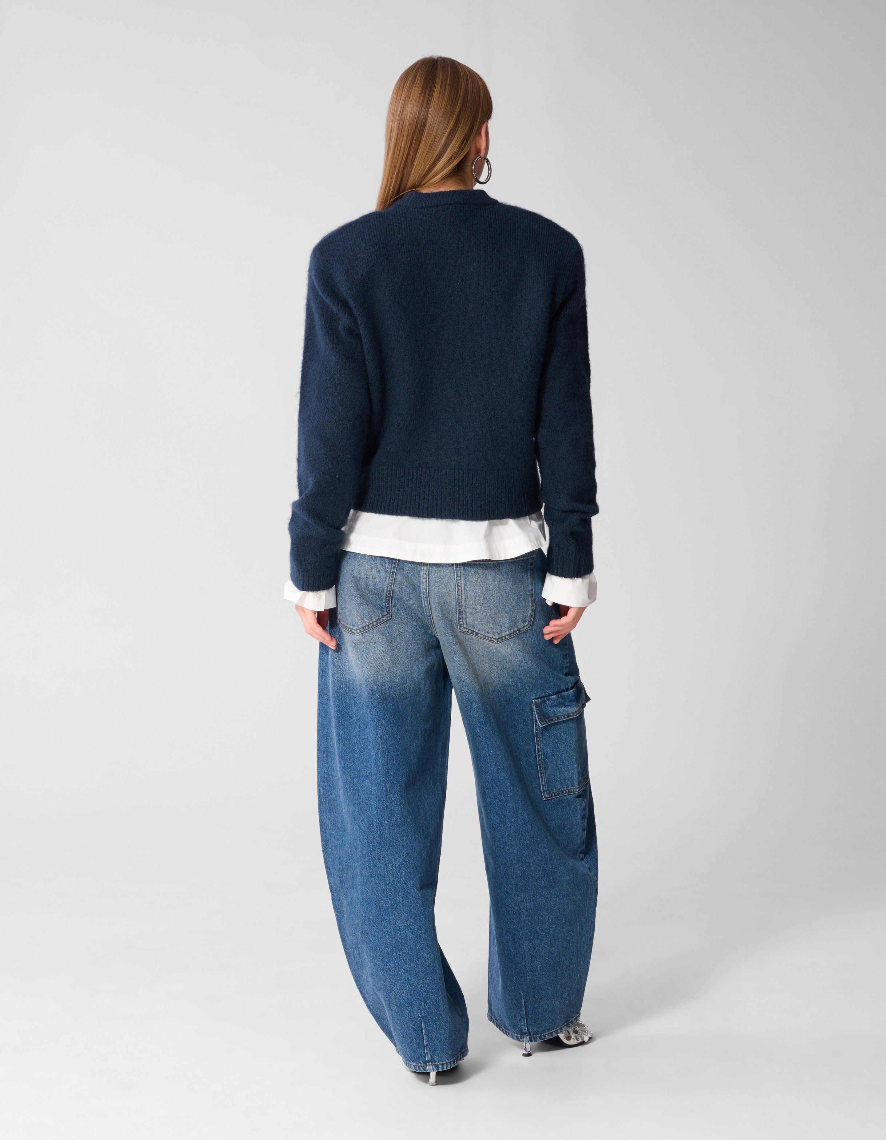 Shoulder Crew Strickpullover Dunkelblau SHOEBY WOMEN