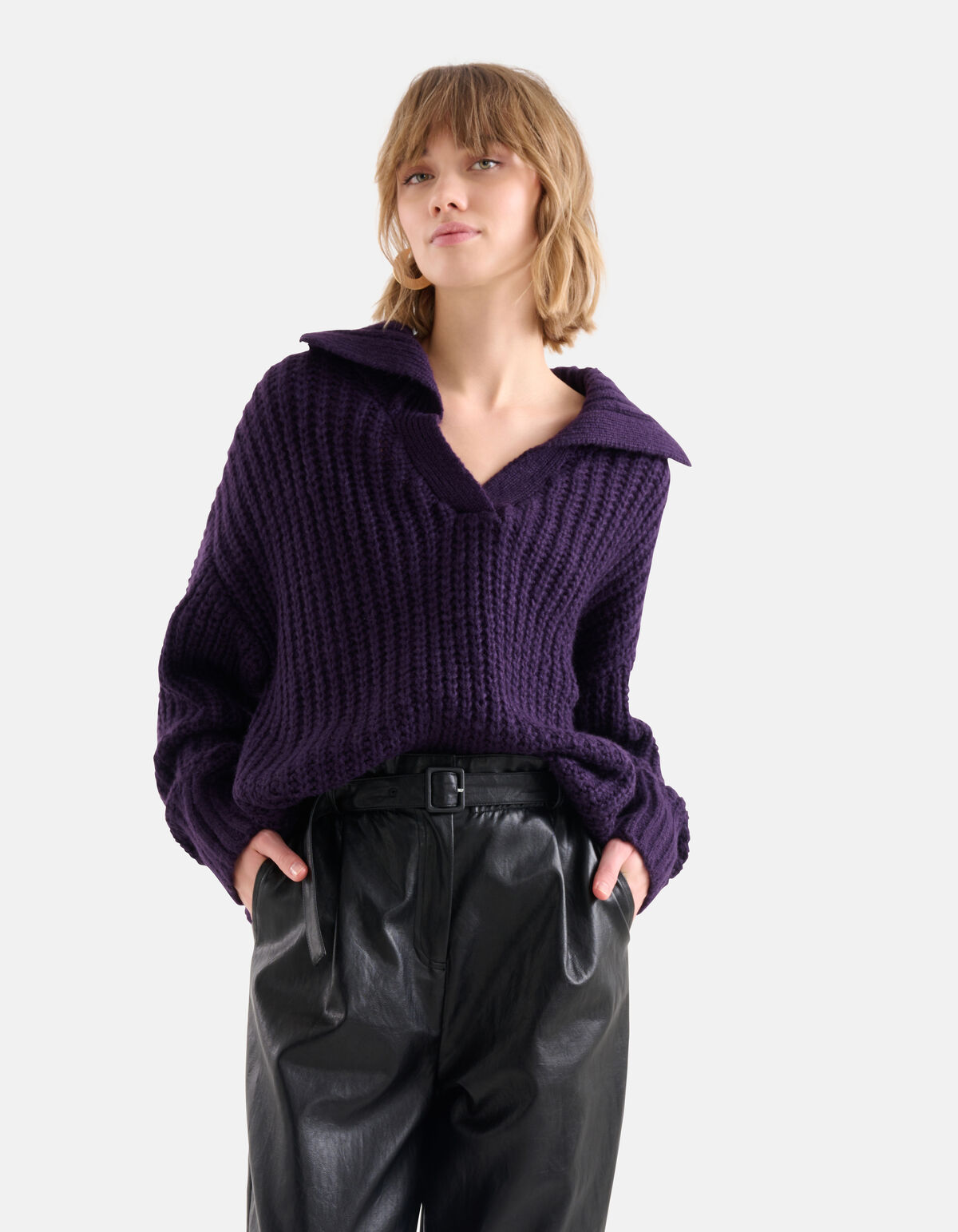 Kragenpulli Dunkelviolett SHOEBY WOMEN