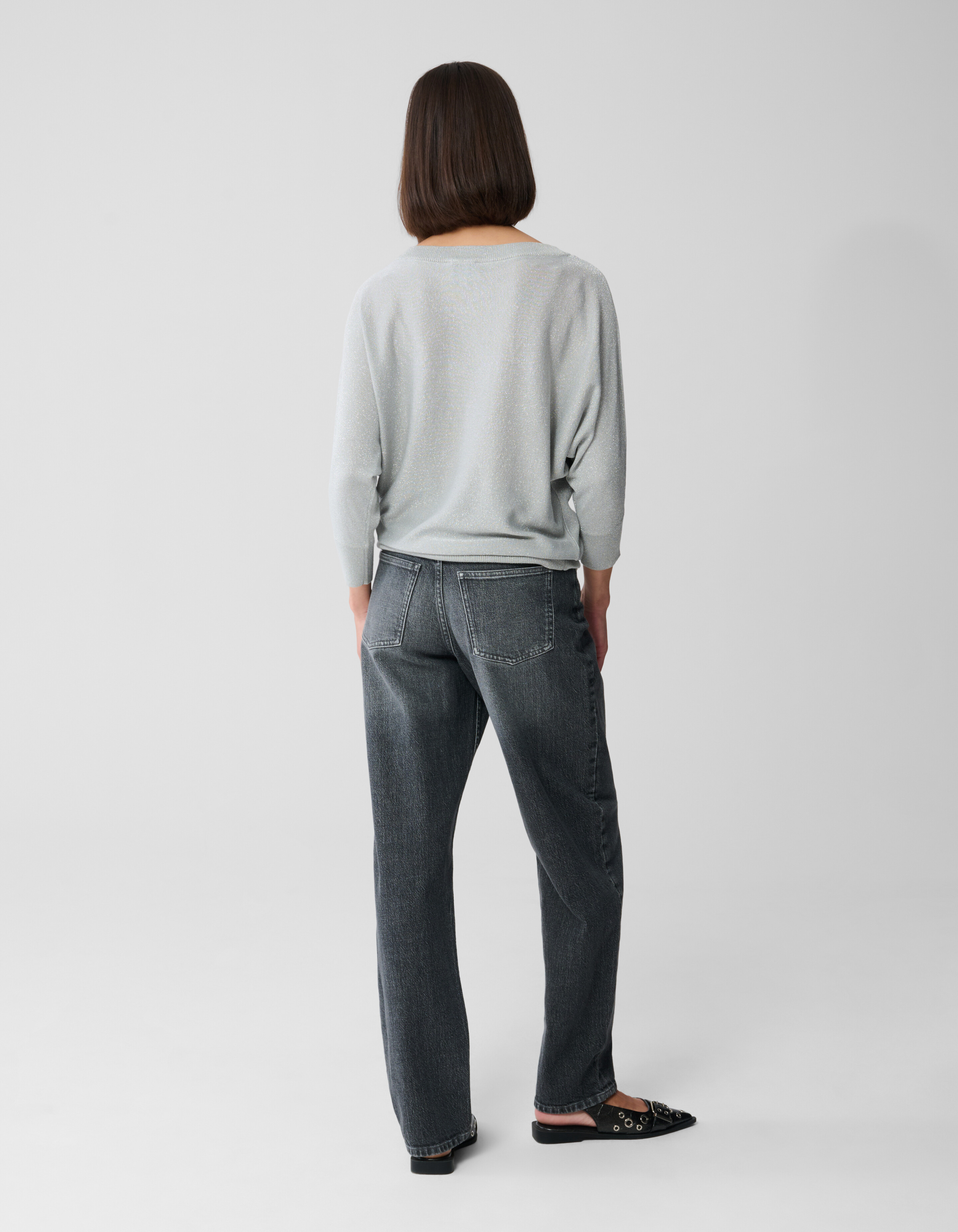 Glitzer Fledermaus Pullover Hellgrau SHOEBY WOMEN