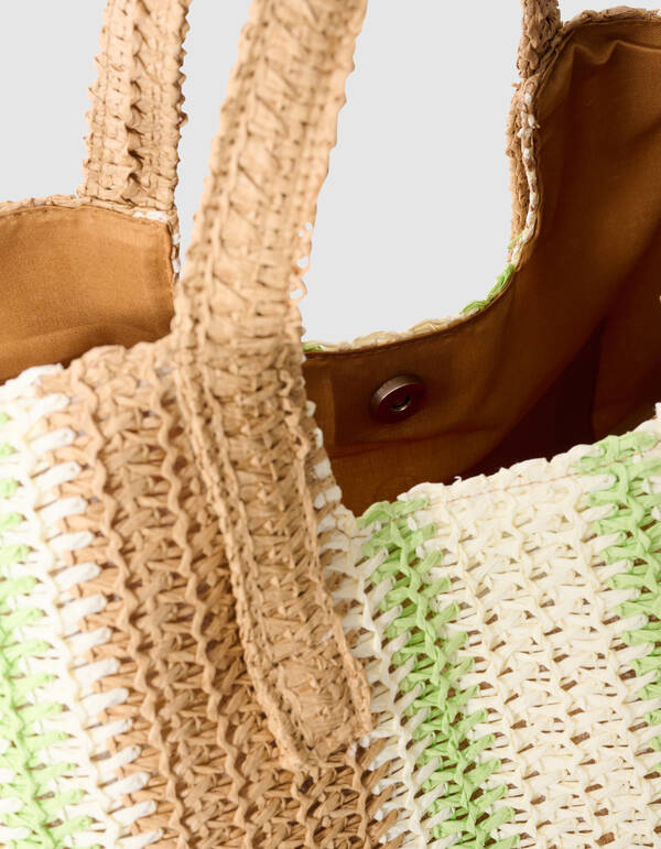 Gestrickter Strand-Shopper Hellgr&uuml;n/Taupe SHOEBY ACCESSOIRES